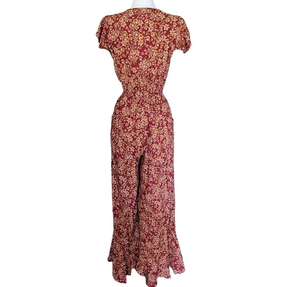 Kivari Quinn Tie Front Ruffle Jumpsuit Free People Capri Floral Jumpsuit - Picture 9 of 11